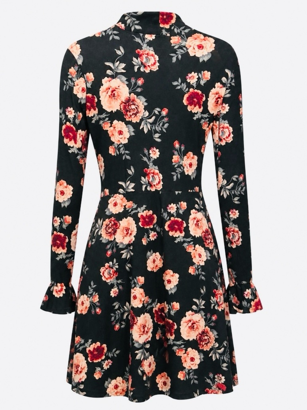 Stella Tweed Floral Faux Wrap Ruffle Sleeve Dress - Picture 5 of 9
